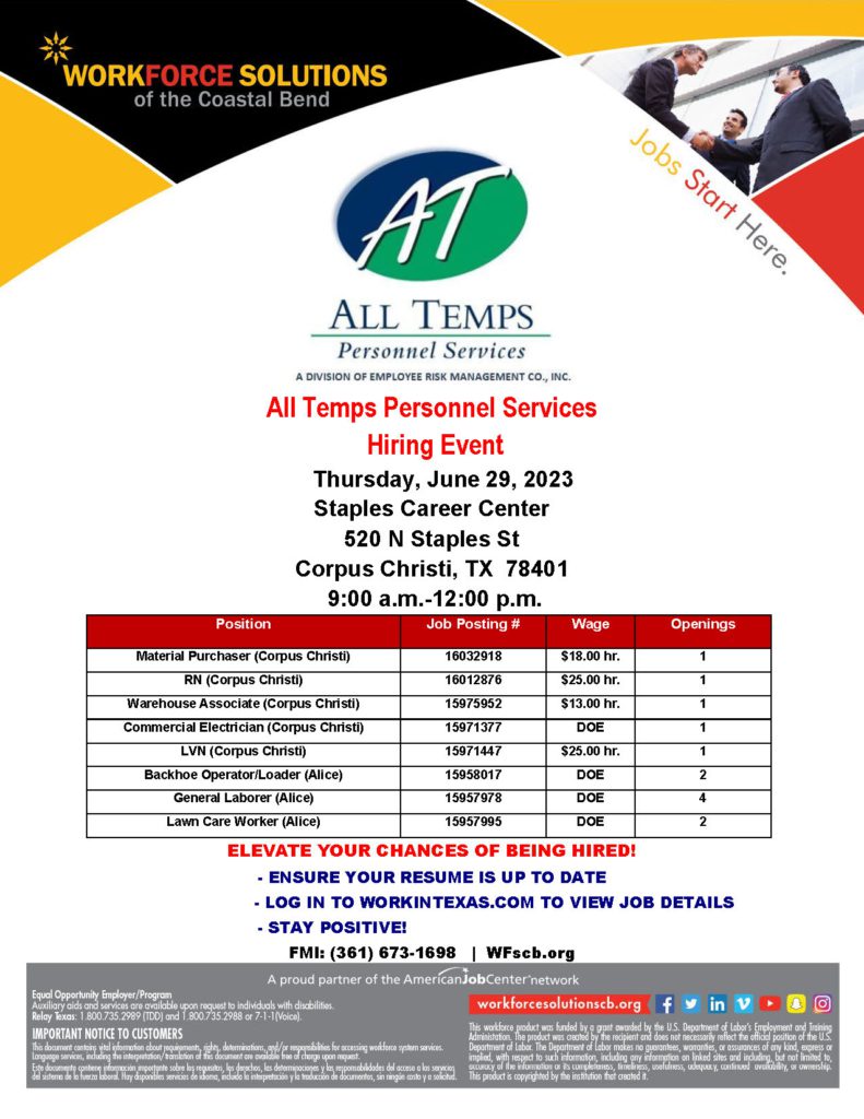 All Temps Personnel Hiring Event June 2023
